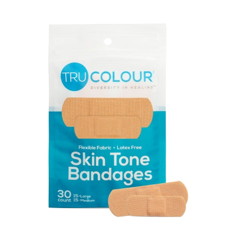 Tru-Colour Products LLC  TCB-161 Waterproof Adhesive Strip Tru-Colour 1 X 3 Inch Fabric Rectangle Beige Sterile