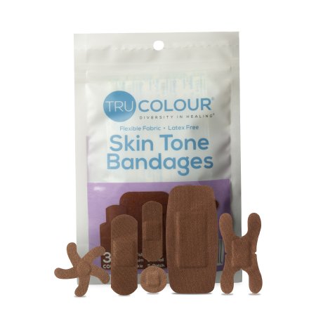 Tru-Colour Products LLC  TCB-PASD Waterproof Adhesive Strip Tru-Colour Assorted Sizes Fabric Rectangle / Spot / Patch / Fingertip / Knuckle Dark Brown Sterile