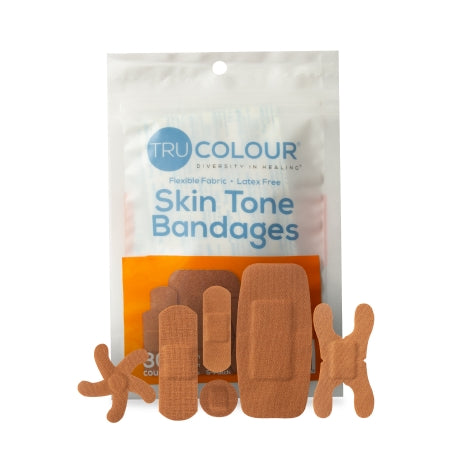 Tru-Colour Products LLC  TCB-NASD Waterproof Adhesive Strip Tru-Colour Assorted Sizes Fabric Rectangle / Spot / Patch / Fingertip / Knuckle Brown Sterile