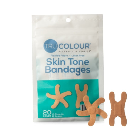 Tru-Colour Products LLC  TCB-AKF Waterproof Adhesive Strip Tru-Colour Assorted Sizes Fabric Knuckle / Fingertip Beige Sterile