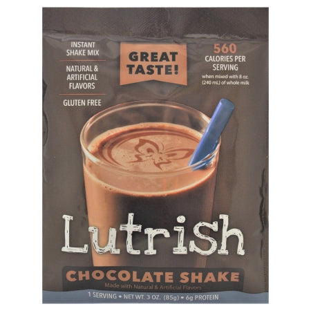 Lutrish LLC 60005-057-61 Oral Supplement Lutrish High Calorie Shake Mix Chocolate Flavor Powder 3 oz. Individual Packet