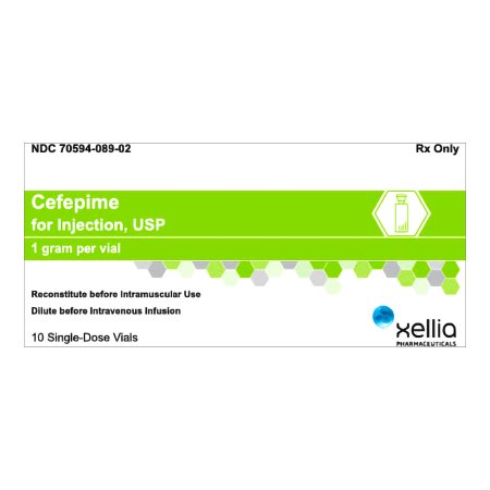 Xellia Pharmaceuticals  70594008902 Cefepime HCl, Preservative Free 1 Gram Injection Single-Dose Vial