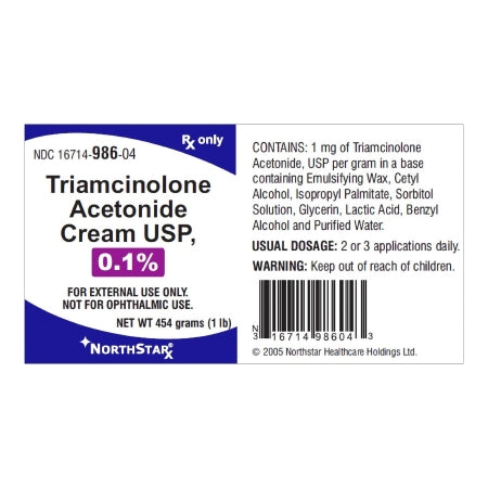 NorthStar Rx  16714098604 Triamcinolone Acetonide 0.1% Cream Jar 454 Gram