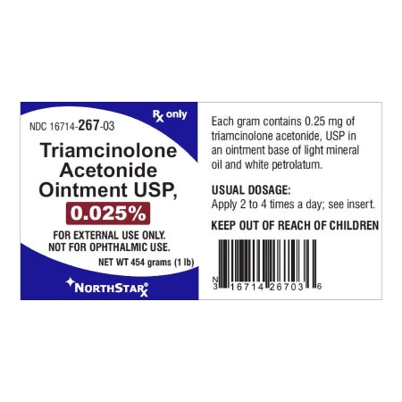 NorthStar Rx  16714026703 Triamcinolone Acetonide 0.025% Ointment Jar 454 Gram