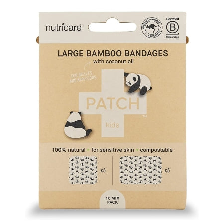 Nutricare USA LLC  PATCOLFCT Adhesive Strip Patch Kids 2 X 3 Inch / 3 X 3 Inch Bamboo / Coconut Oil Rectangle / Square Kid Design (Panda) Sterile