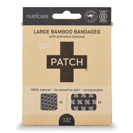 Nutricare USA LLC  PATACLFCT Adhesive Strip Patch 3/4 X 3 Inch Bamboo / Activated Charcoal Rectangle Black Sterile