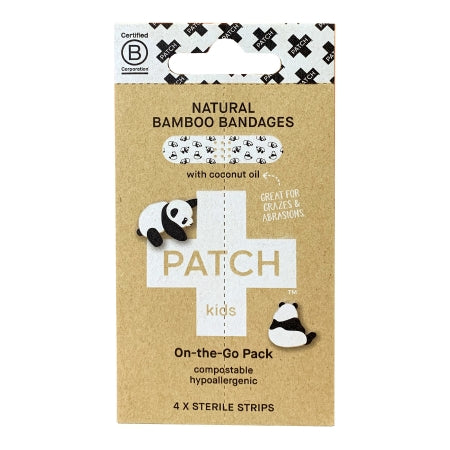 Nutricare USA LLC  PATCOOTGCT Adhesive Strip Patch Kids On The Go Pack 3/4 X 3 Inch Bamboo / Coconut Oil Rectangle Kid Design (Panda) Sterile