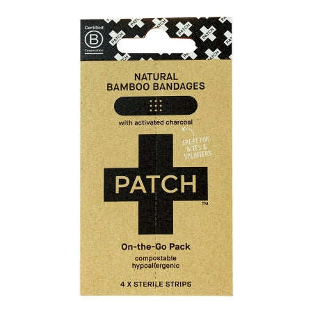 Nutricare USA LLC  PATACOTGCT Adhesive Strip Patch On The Go Pack 3/4 X 3 Inch Bamboo / Activated Charcoal Rectangle Black Sterile