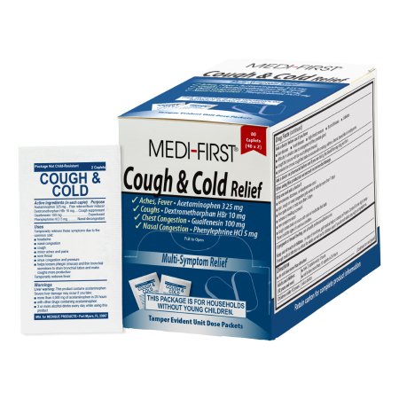 Medique Products  83580 Cold and Cough Relief 325 mg - 10 mg - 100 mg - 5 mg Strength Caplet 80 Per Box