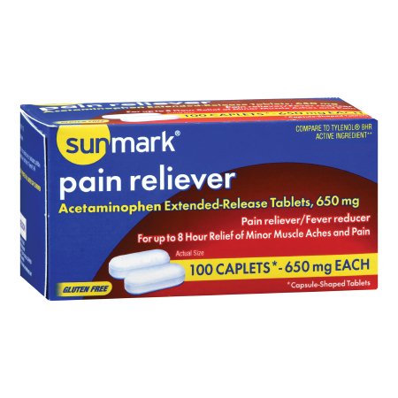 McKesson Brand 70677016801 Pain Relief sunmark 650 mg Strength Acetaminophen Capsule 100 Per Bottle