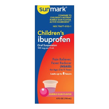 McKesson Brand 70677015201 Children's Pain Relief sunmark 100 mg / 5 mL Strength Ibuprofen Oral Suspension 4 oz.