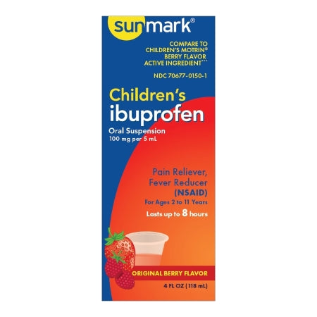 McKesson Brand 70677015001 Children's Pain Relief sunmark 100 mg / 5 mL Strength Ibuprofen Oral Suspension 4 oz.