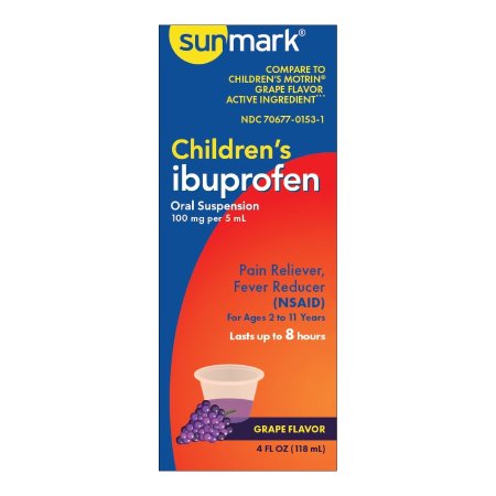 McKesson Brand 70677015301 Children's Pain Relief sunmark 100 mg / 5 mL Strength Ibuprofen Oral Suspension 4 oz.