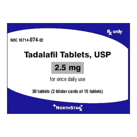 NorthStar Rx  16714007402 Tadalafil 2.5 mg Tablet Blister Pack 30 Tablets