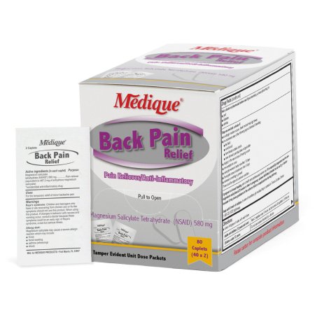 Medique Products  07480 Back Pain Relief Medique 580 mg Strength Magnesium Salicylate Tetrahydrate Caplet 80 Per Box