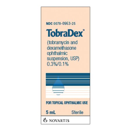 Novartis  00078095325 TobraDex Tobramycin / Dexamethasone 0.3% - 0.1% Drops Dropper Bottle 5 mL