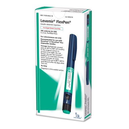 Novo Nordisk Pharma Inc  00169643210 Levemir Flexpen Insulin Detemir 100 U / mL Injection Prefilled Injection Pen 3 mL