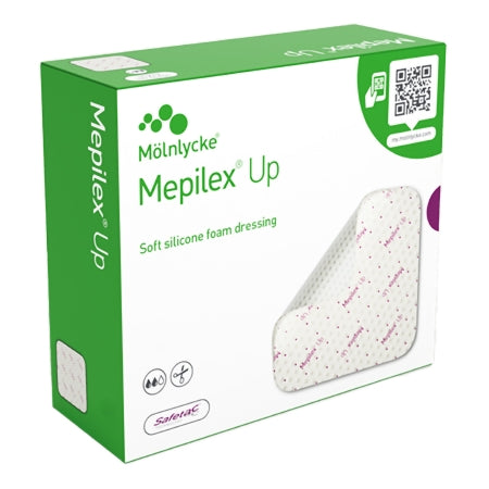 Molnlycke  212399 Foam Dressing Mepilex Up 6 X 6 Inch Without Border Without Film Backing Silicone Adhesive Square Sterile