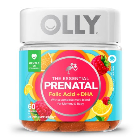 OLLY Public Benefit Corp  85815800504 Prenatal Vitamin Supplement OLLY Essential Prenatal Multi MultiVitamins With Folic Acid / DHA 400 mcg - 50 mg Strength Gummy 60 per Bottle Sweet Citrus Flavor