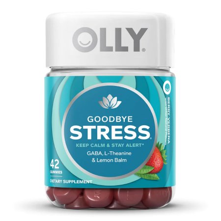 OLLY Public Benefit Corp  85815800570 Dietary Supplement OLLY Goodbye Stress GABA / L-Theanine / Lemon Balm Extract 100 mg - 50 mg - 75 mg Gummy 42 per Bottle Berry Verbena Flavor