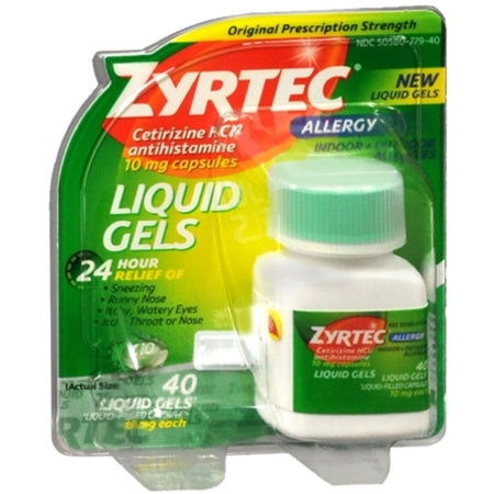 J & J Sales  50580077940 Allergy Relief Zyrtec 10 mg Strength Liqui-Gel 40 per Bottle