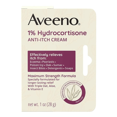 J & J Sales  38137003658 Itch Relief Aveeno Active Naturals 1% Strength Cream 1 oz. Tube