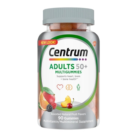 Glaxo Consumer Products  30573128424 Multivitamin Supplement Centrum Adult 50+ Gummy 90 per Bottle Fruit Flavor