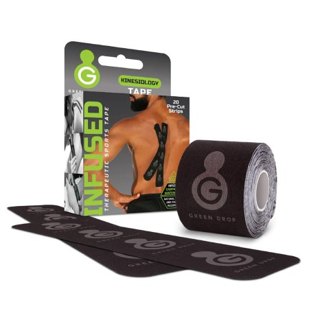 Green Drop Compression LLC  KIN-1456 Kinesiology Tape Green Drop Black 2 X 10 Inch Nylon / Polyester / Spandex NonSterile