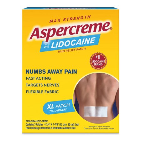 Sanofi  04116705842 Topical Pain Relief Aspercreme 4% Strength Lidocaine Patch