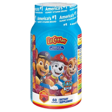 Church and Dwight  02791700917 Multivitamin Supplement L'il Critters Paw Patrol Complete Vitamin A - Vitamin C 225 mcg - 10 mg Strength Gummy 190 per Bottle Assorted Fruit Flavor