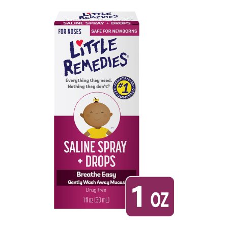 Prestige Medical  56184012011 Saline Nasal Spray Little Remedies Saline Spray + Drops 0.65% Strength 1 oz.