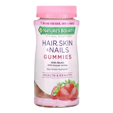 US Nutrition  07431253545 Skin / Hair Supplement Nature's Bounty Gummy 80 per Bottle