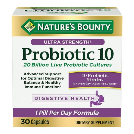 US Nutrition  07431200812 Probiotic Dietary Supplement Nature's Bounty Ultra Strength Probiotic 10 30 per Bottle Capsule