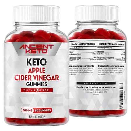 Intrinsic Brands Inc  AK-SFACV60-USA Dietary Supplement Ancient Keto Apple Cider Vinegar (ACV) 500 mg Strength Gummy 60 per Bottle Apple Flavor