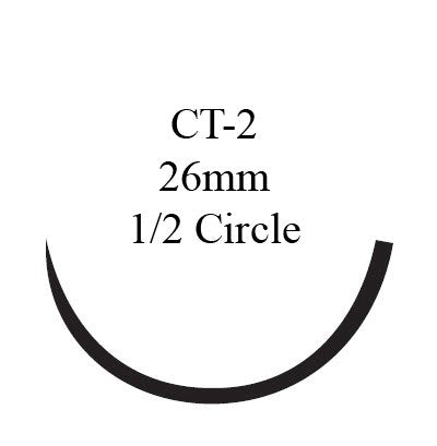 J & J Healthcare Systems  X412H Nonabsorbable Suture with Needle Ethibond Polyester CT-2 1/2 Circle Taper Point Needle Size 0 Braided