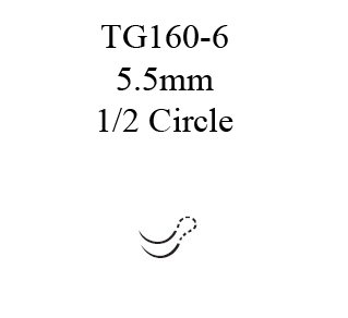 J & J Healthcare Systems  7756G Nonabsorbable Suture with Needle Ethilon Nylon TG160-6 1/2 Circle Spatula Needle Size 10 - 0 Monofilament