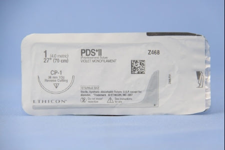 J & J Healthcare Systems  Z468H Absorbable Suture with Needle PDS II Polydioxanone CP-1 1/2 Circle Reverse Cutting Needle Size 1 Monofilament