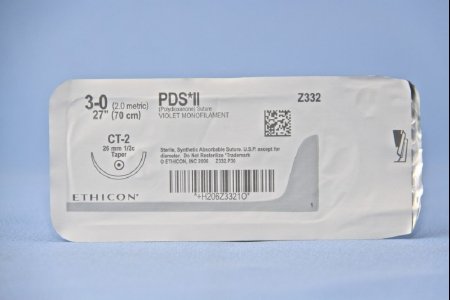 J & J Healthcare Systems  Z332H Absorbable Suture with Needle PDS II Polydioxanone CT-2 1/2 Circle Taper Point Needle Size 3 - 0 Monofilament