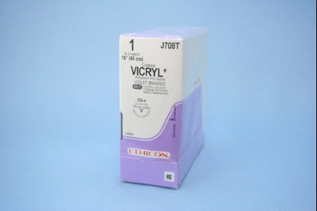 J & J Healthcare Systems  J708T Absorbable Suture with Needle Coated Vicryl Polyglactin 910 OS-4 1/2 Circle Reverse Cutting Needle Size 1 Braided