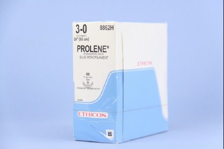 J & J Healthcare Systems  8862H Nonabsorbable Suture with Needle Prolene Polypropylene BB 3/8 Circle Taper Point Needle Size 3 - 0 Monofilament