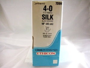 J & J Healthcare Systems  709H Nonabsorbable Suture with Needle Perma-Hand Silk C-1 3/8 Circle Taper Point Needle Size 4 - 0 Braided