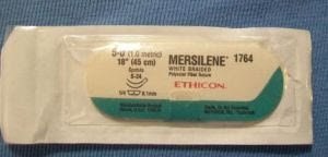 J & J Healthcare Systems  1764G Nonabsorbable Suture with Needle Mersilene Polyester S-24 1/4 Circle Spatula Needle Size 5 - 0 Braided