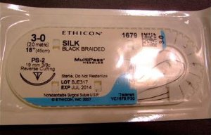 J & J Healthcare Systems  1679H Nonabsorbable Suture with Needle Perma-Hand Silk PS-2 3/8 Circle Precision Reverse Cutting Needle Size 3 - 0 Braided