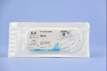 J & J Healthcare Systems  N266H Nonabsorbable Suture with Needle Perma-Hand Silk TF 1/2 Circle Taper Point Needle Size 5 - 0 Braided