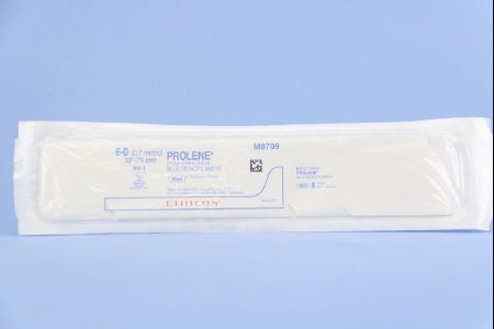 J & J Healthcare Systems  M8709 Nonabsorbable Suture with Needle Prolene Polypropylene BV-1 3/8 Circle Taper Point Needle Size 6 - 0 Monofilament