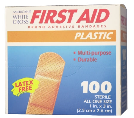 Dukal  1090033 Adhesive Strip American White Cross 1 X 3 Inch Plastic Rectangle Tan Sterile