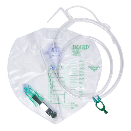 Bard  154002 Urinary Drain Bag Bard Anti-Reflux Valve Sterile 2000 mL Vinyl