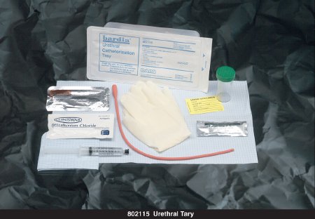 Bard  802115 Intermittent Catheter Tray Bardia Urethral 15 Fr. Without Balloon Red Rubber