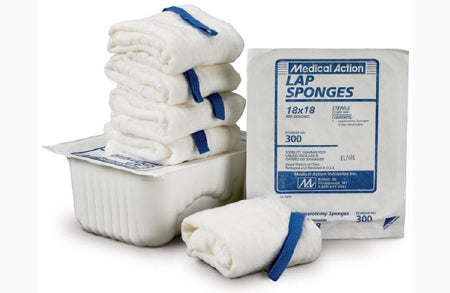 Medical Action Industries  311 Surgical Laparotomy Sponge Cotton 12 X 12 Inch 5 Count Rigid Tray Sterile