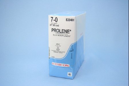 J & J Healthcare Systems  8304H Nonabsorbable Suture with Needle Prolene Polypropylene BV-1 3/8 Circle Taper Point Needle Size 7 - 0 Monofilament